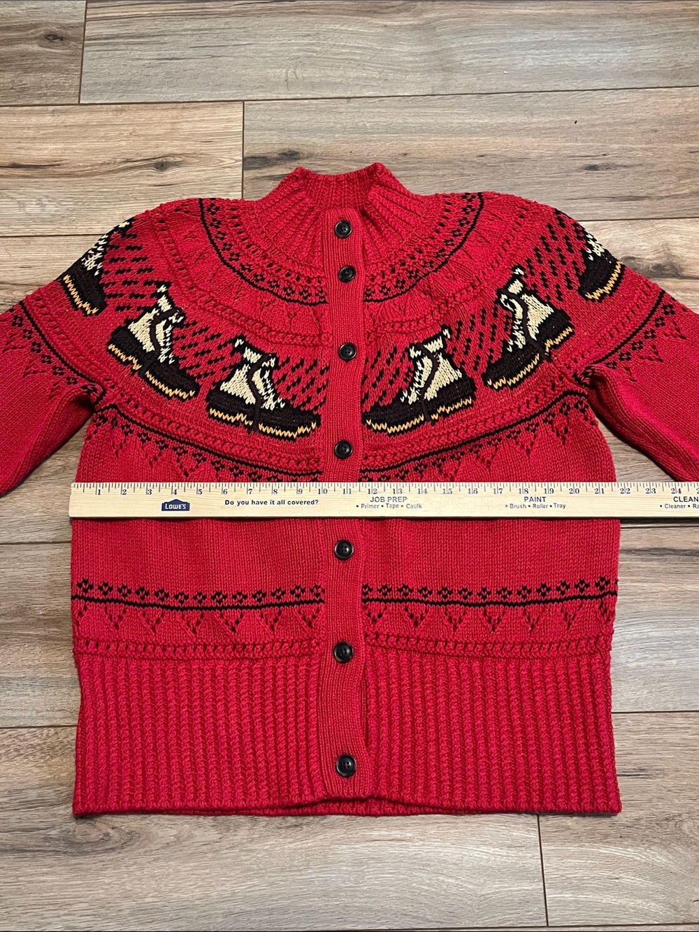 L.L.Bean Signature Nordic Cotton Cardigan Sweater Red Duck Boot Women’s Large - Picture 5 of 10